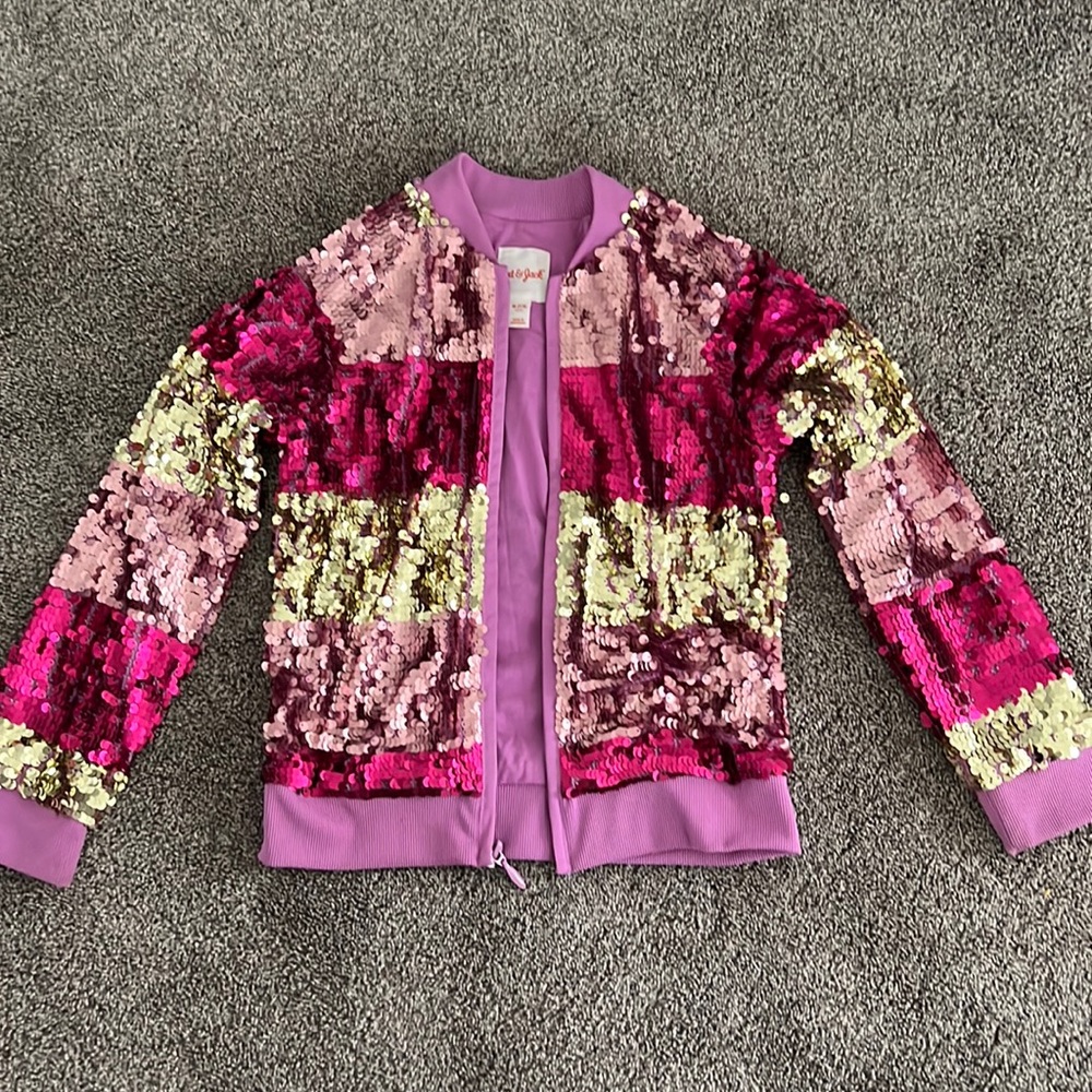Girls sequin zip up jacket